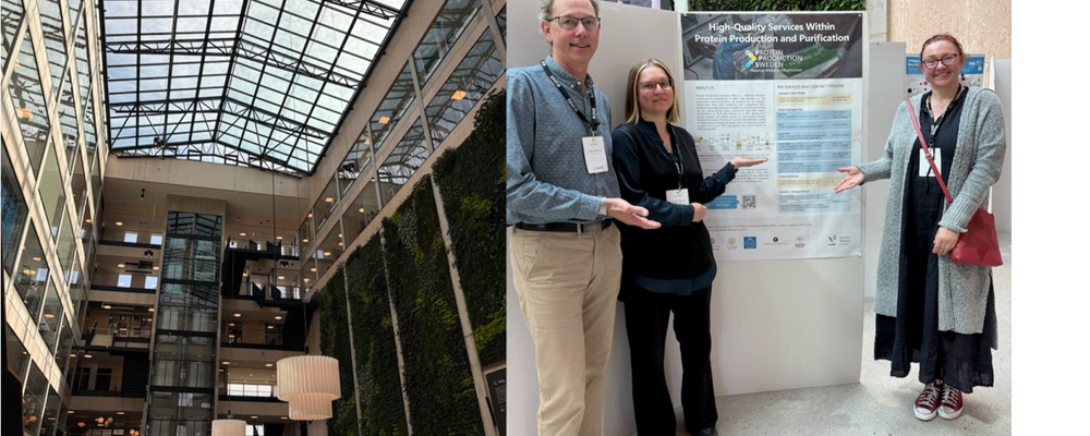 PPS staff showing poster at the new Linxs facility in Lund. Photo.